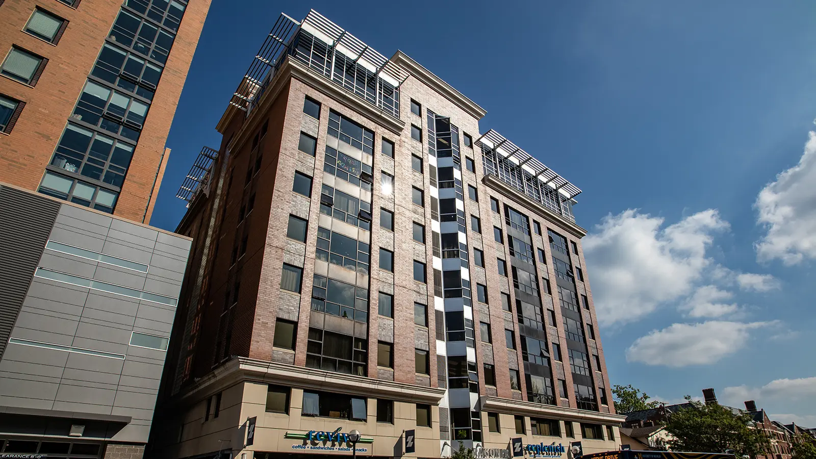 The exterior of Z Place, an Ann Arbor student apartment building near the University of Michigan campus.