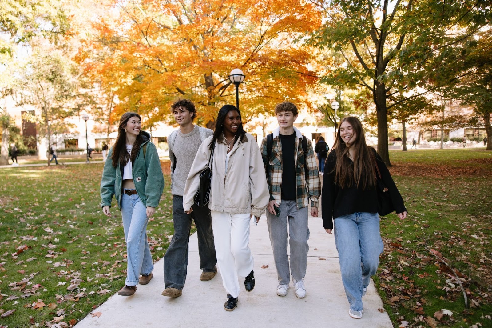 Students walk on the University of Michigan campus.