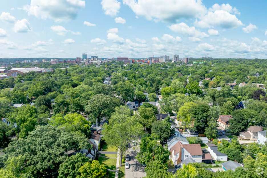 Aerial view of Burns Park in Michigan.