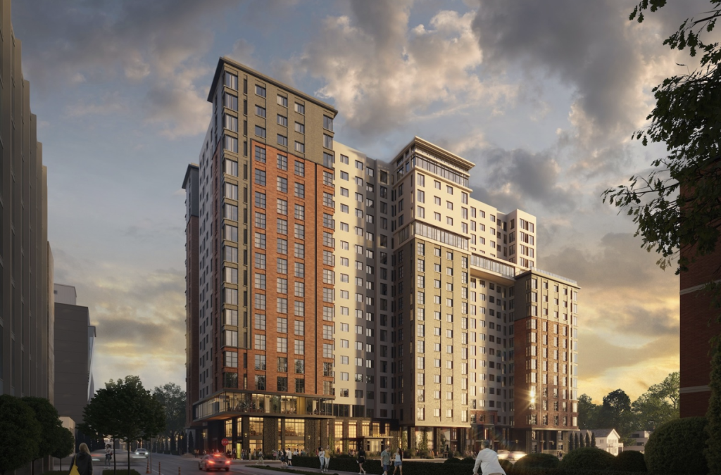 Exterior rendering of Rambler Ann Arbor near the University of Michigan opening in Fall 2027.