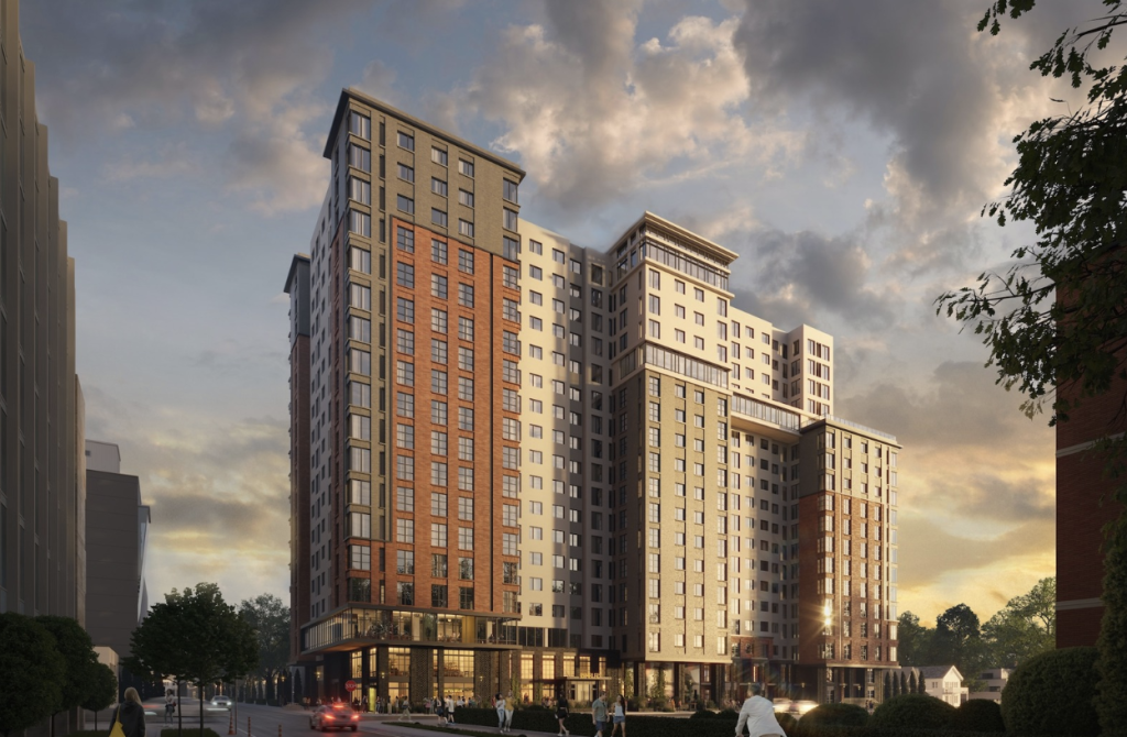 Exterior rendering of Rambler Ann Arbor near the University of Michigan opening in Fall 2027.