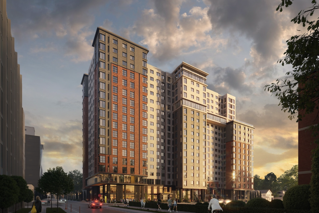 Exterior Rendering of Rambler Ann Arbor near UMich’s central campus.