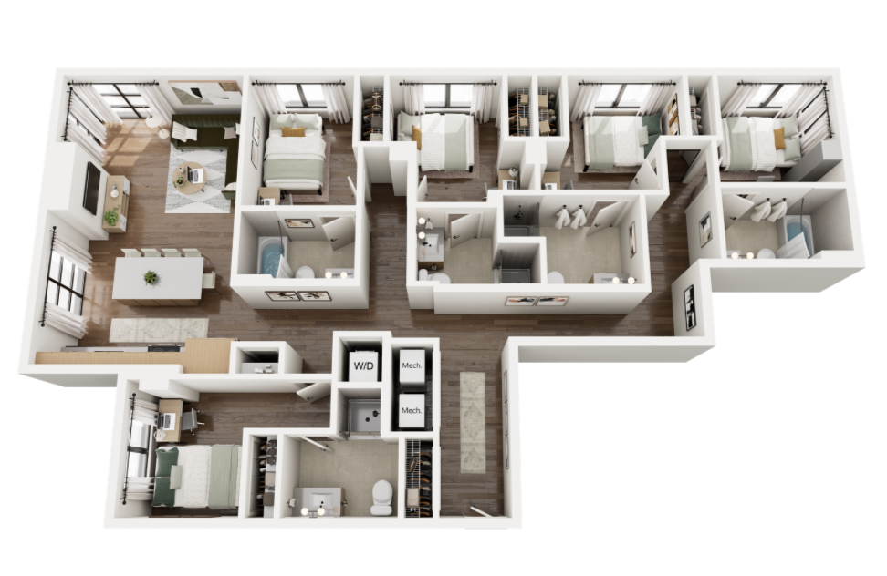 Representative rendering of Rambler’s five-bedroom apartment.  