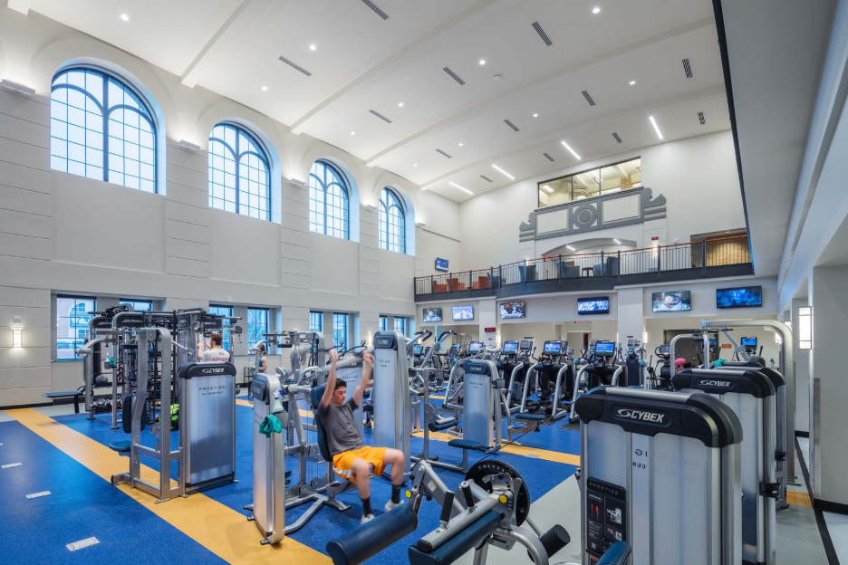 Cardio and weight room located in the North Campus Recreation Building in Ann Arbor. 