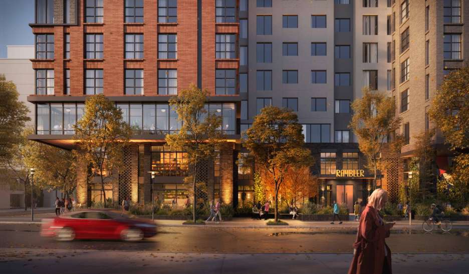 Exterior rendering of Rambler Ann Arbor at 701 Church Street.