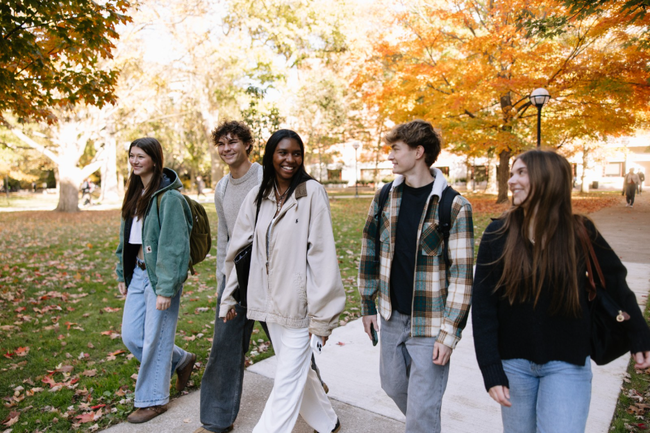 UMich Students walking through the Diag, located on Central Campus in Ann Arbor.