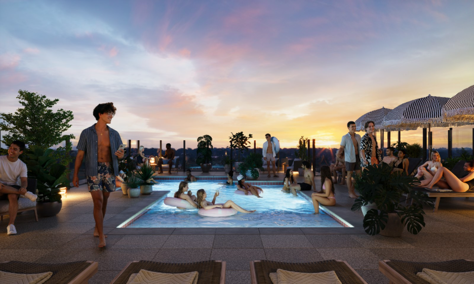 The pool deck at Rambler, located on Church Street in Ann Arbor.