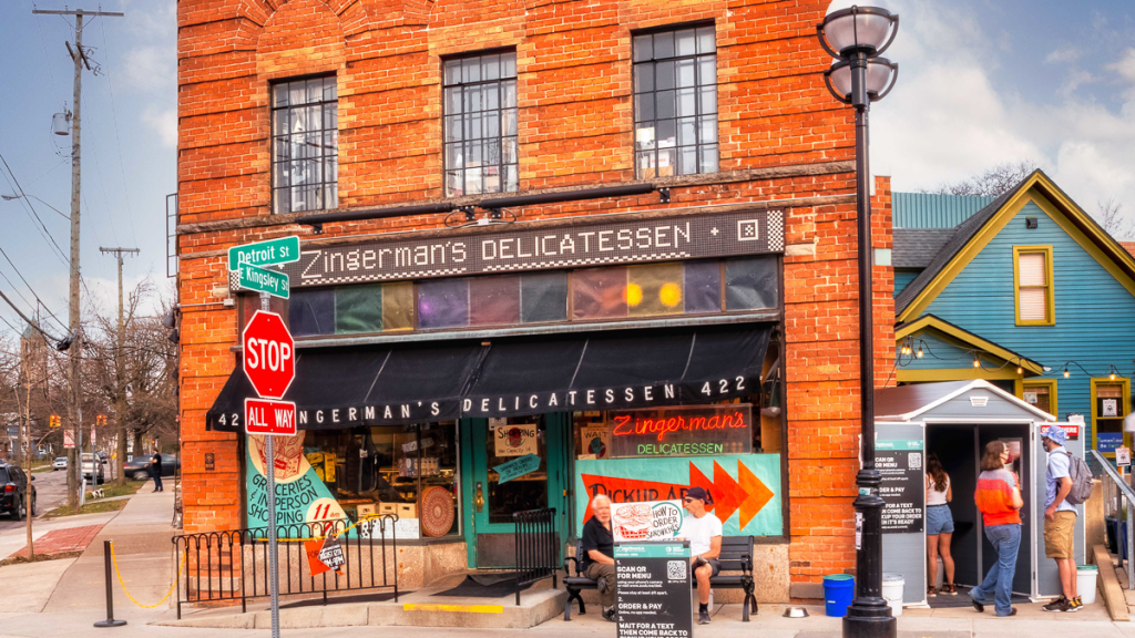 Exterior view of Zingerman’s Delicatessen in Ann Arbor, MI.