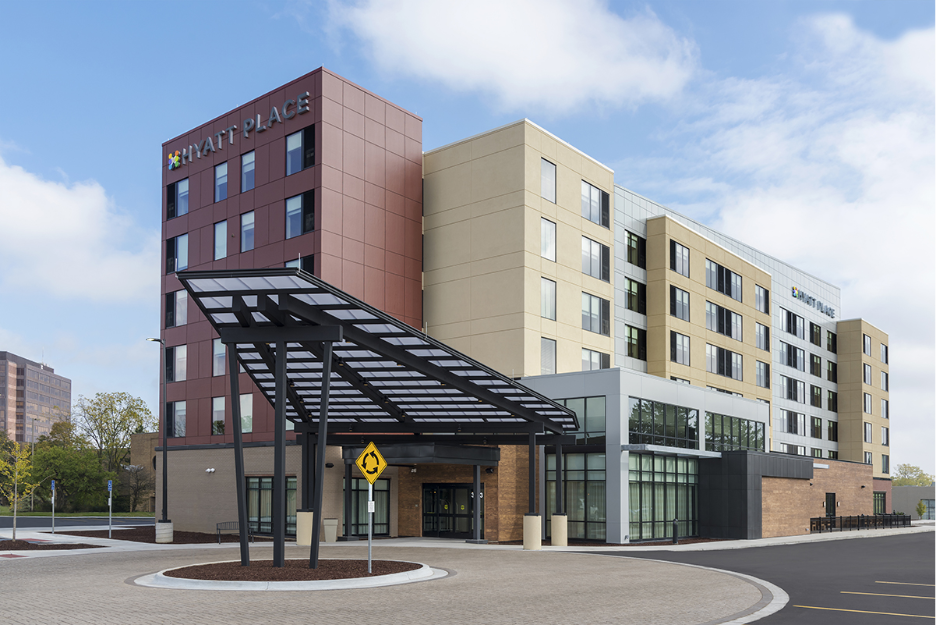 Exterior view of Hyatt Place Ann Arbor near the University of Michigan. 