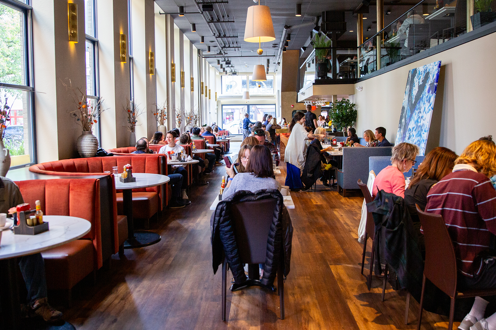 A busy interior of the healthy Sava's restaurant in Ann Arbor near Rambler. 