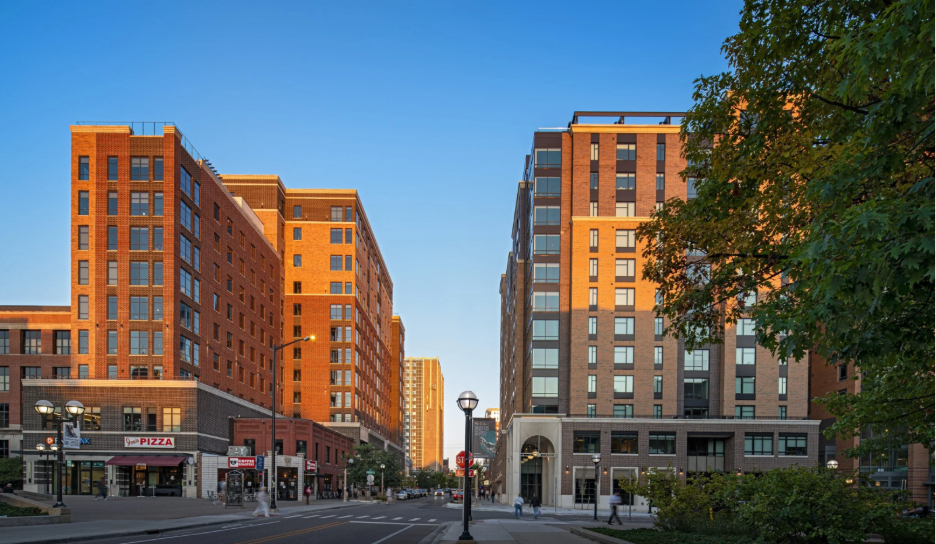 Exterior of Vic Village South apartments in Ann Arbor.