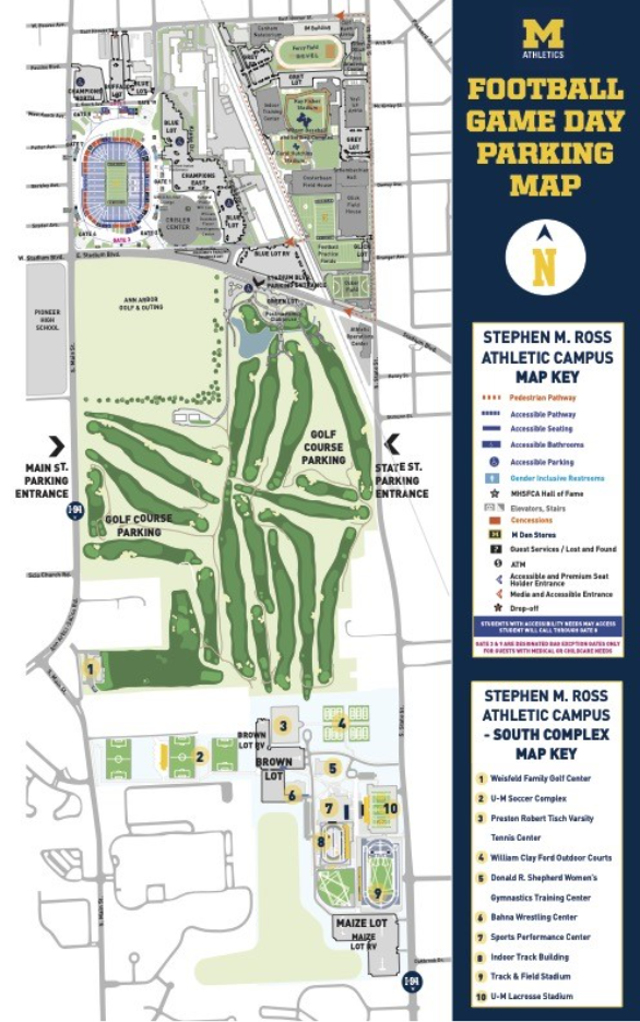 The UMich Game Parking Map in Ann Arbor. 