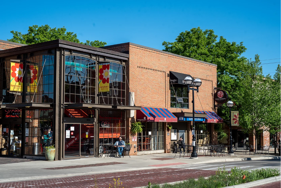 Shops and restaurants located in Kerrytown Market in Ann Arbor.