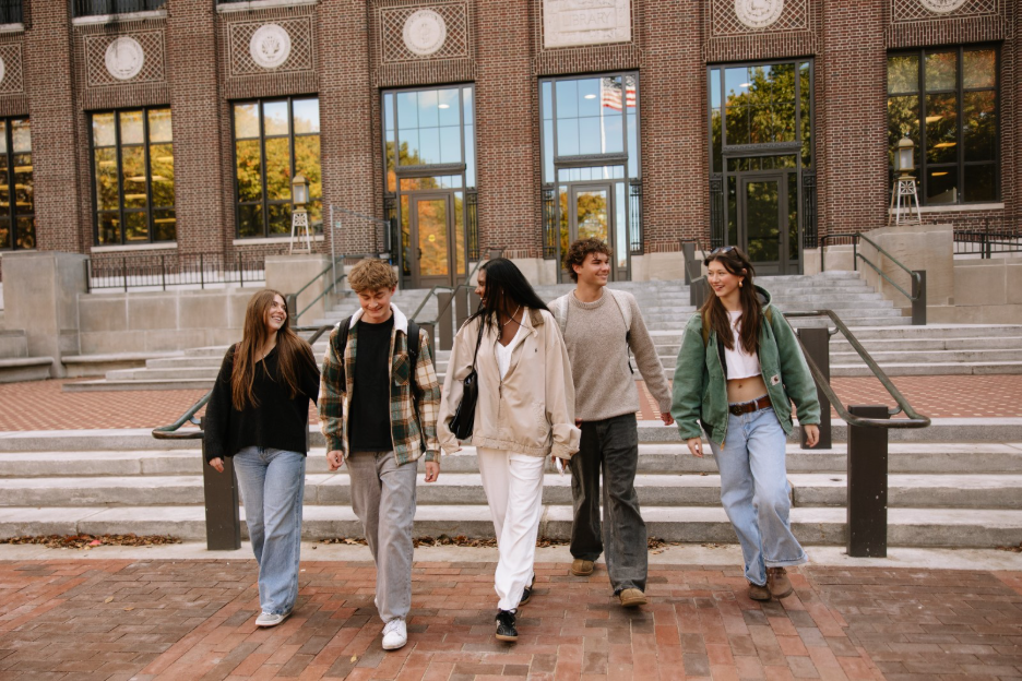 University of Michigan students walking through the Diag in Ann Arbor.