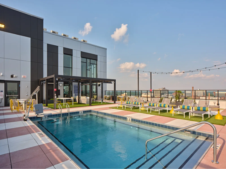 Image of The Legacy at Ann Arbor rooftop pool deck, in Ann Arbor.