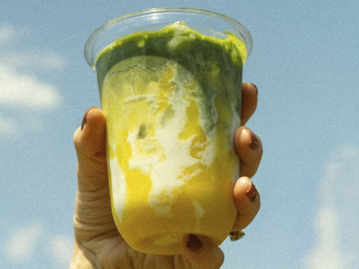 A mango matcha from Hazel Coffee Co near UMich in Ann Arbor.  